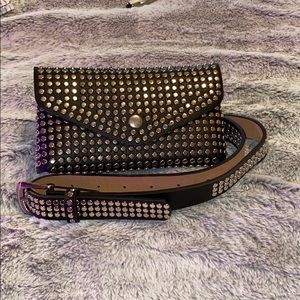 Black studded clutch carry on your waist!